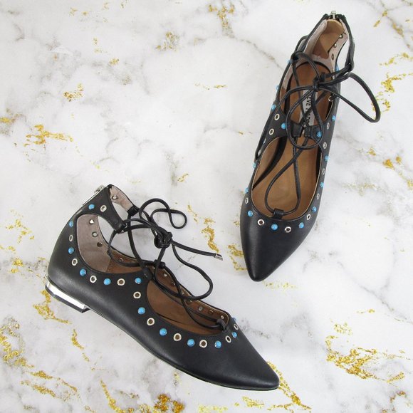 Steve Madden Shoes - Steve Madden Black Bindi Lace Up Ankle Flats 7.5
